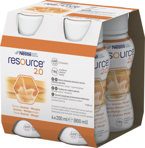 Nestle Resource 2.0 drink Ananas-Mango 4x200 ml