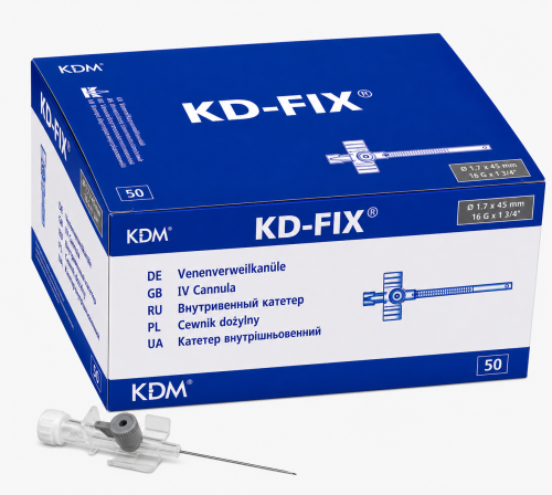 KANIULA wenflon KD-FIX G16  1,7 x 45mm SZARA 50szt